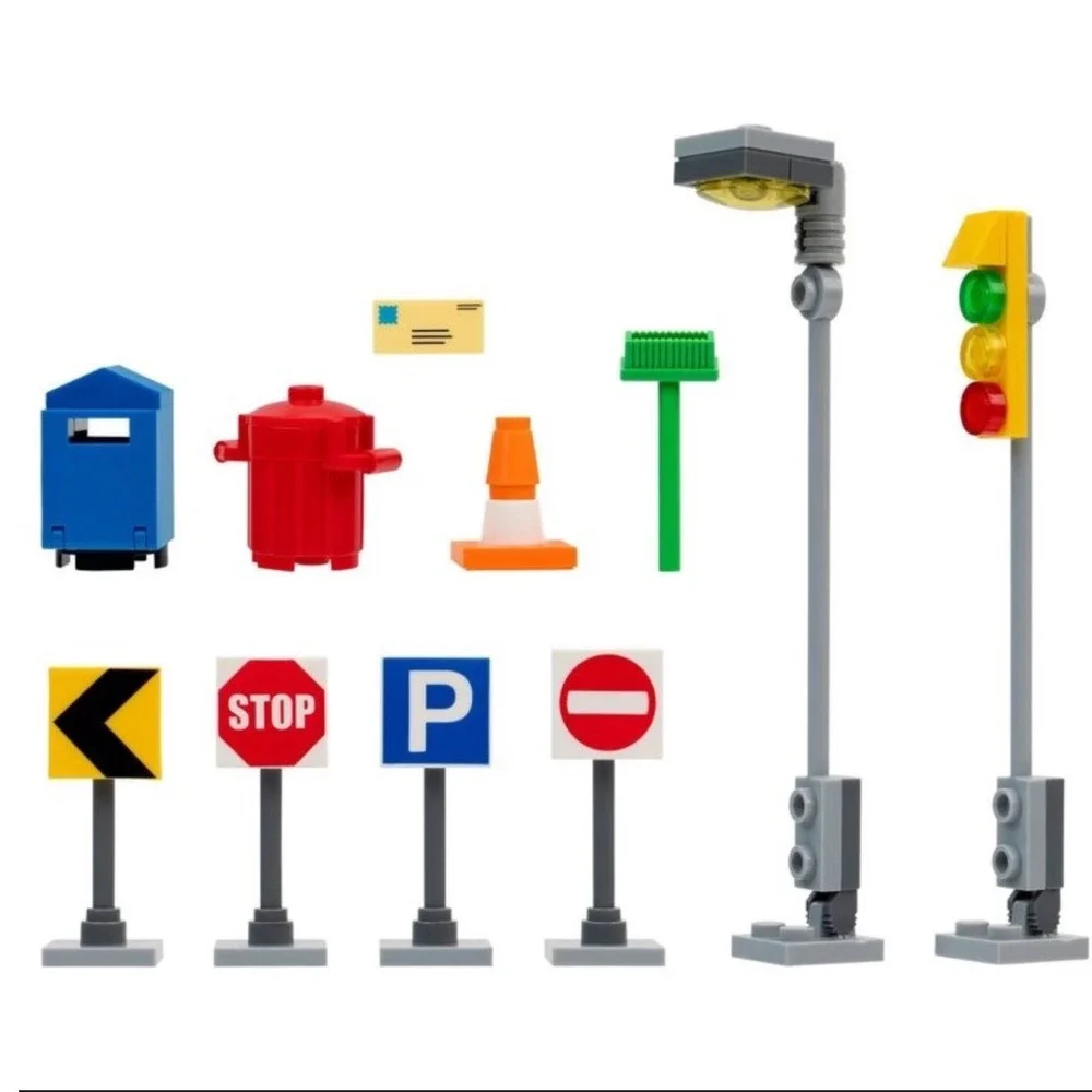 BLDR City Accessory Pack 0233 Building Blocks 73 Pcs Street Signs Lamp Lot of 2